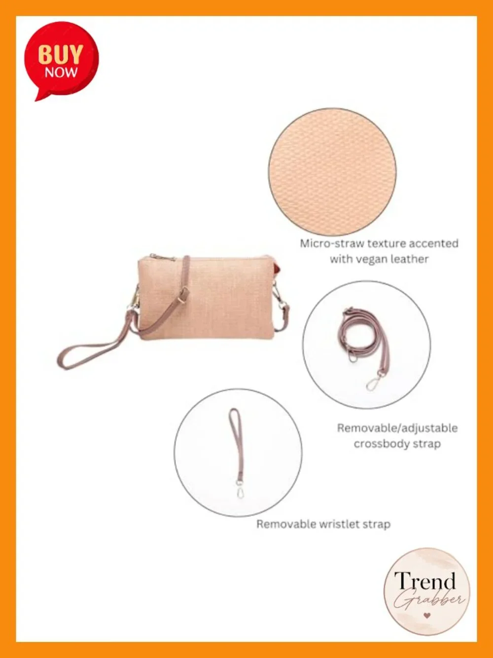 Micro Straw Crossbody Bag Vegan Leather Wristlet Clutch Wallet